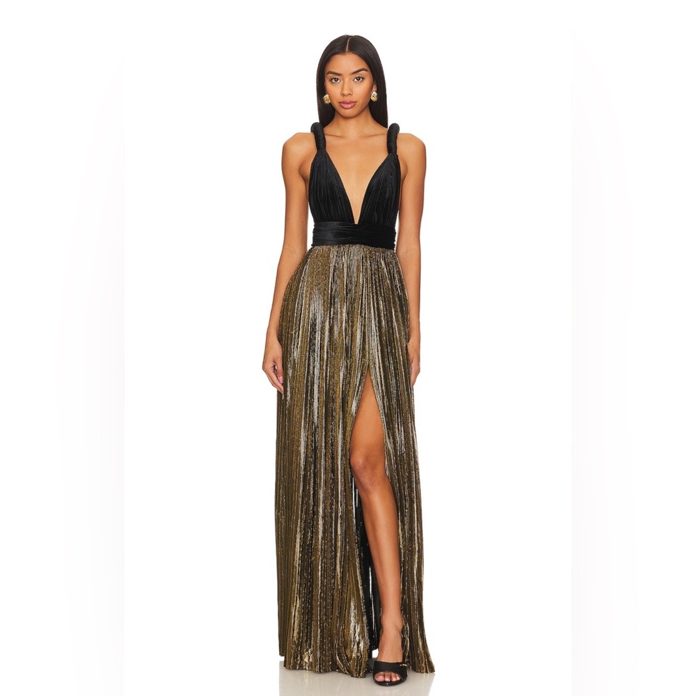 Bronx and Banco Goddess Gown - Gold & Black - SZ MED - EUC - Revolve